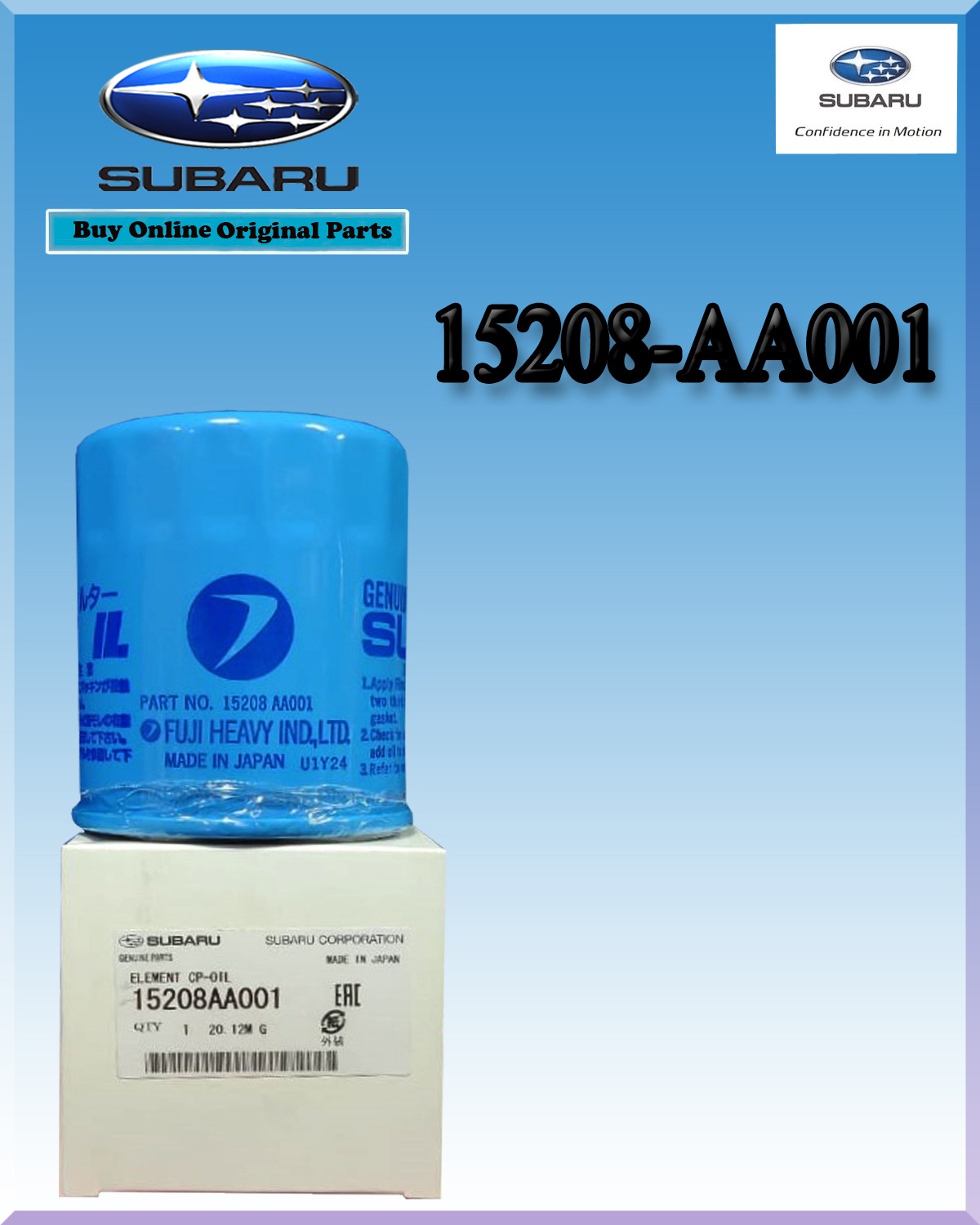 Oil Filter Part Numbers: 15208AA001